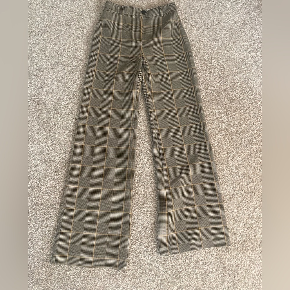 Aritzia Plaid Wide Leg Full Length Trousers Size 0
